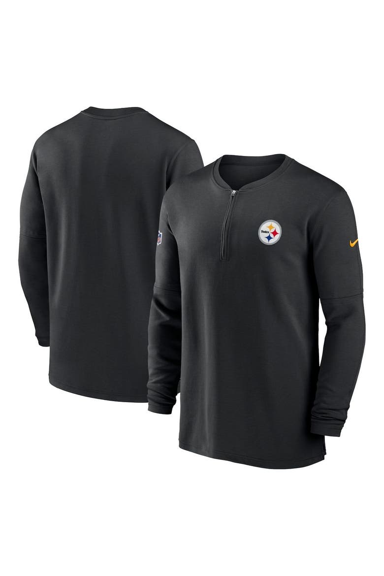 Men's Nike  Black Pittsburgh Steelers 2023 Sideline Performance Long Sleeve Tri-Blend Quarter-Zip Top, Alternate, color, Black