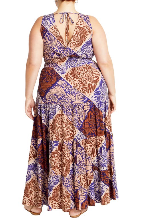 City Chic Becca Print Sleeveless Maxi Dress In Multi