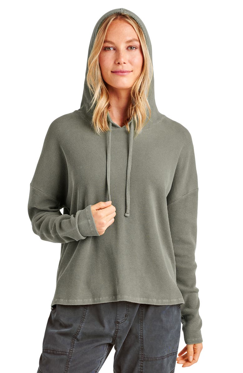 Splendid Jaime Thermal Hoodie, Alternate, color, Soft Vintage Olive Branch
