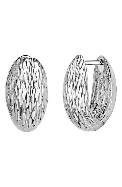 14K Gold Faceted Huggie Hoop Earrings