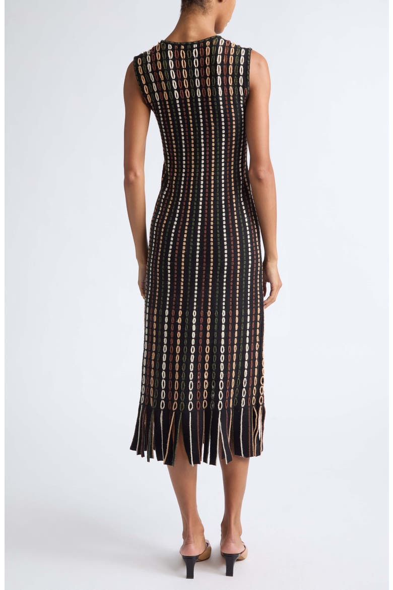 Amina Fringe Knit Midi Dress, Alternate, color, NOCTIS