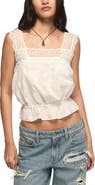 Lucky Brand Lace Trim Embroidered Tank