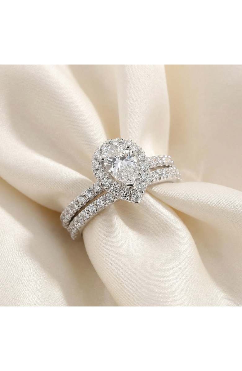 Bliss Diamond 1 1/10ct Pear Halo Diamond Engagement Wedding Ring Set 14k Gold Lab Grown, Alternate, color, 14K White Gold