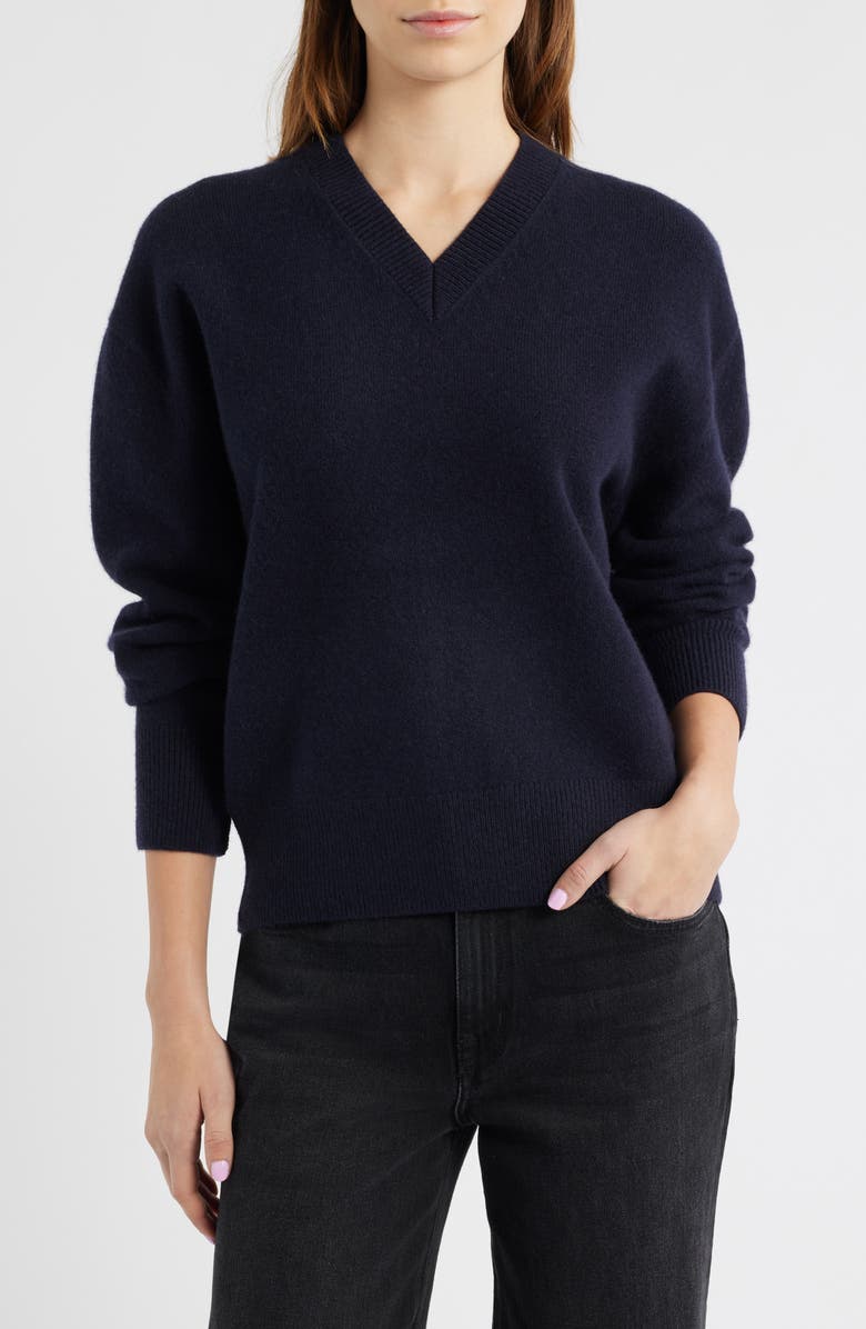 COS V-Neck Sweater, Main, color, Blue Dark