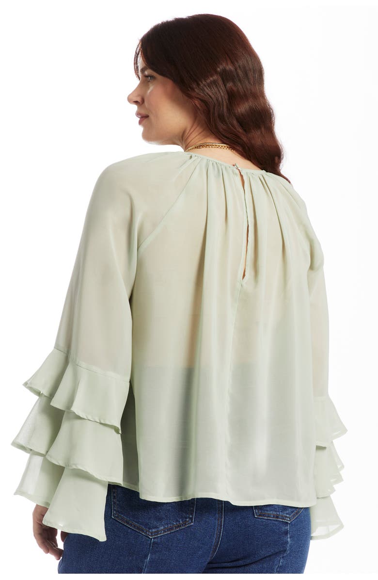 June + Vie Ruffled Chiffon Blouse, Alternate, color, Mercury