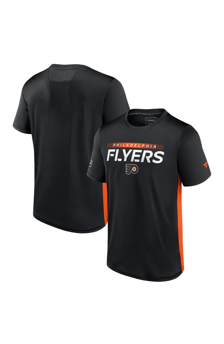 FANATICS Men's Fanatics Branded Black/Orange Philadelphia Flyers Authentic Pro Rink Tech T-Shirt, Main, color, 