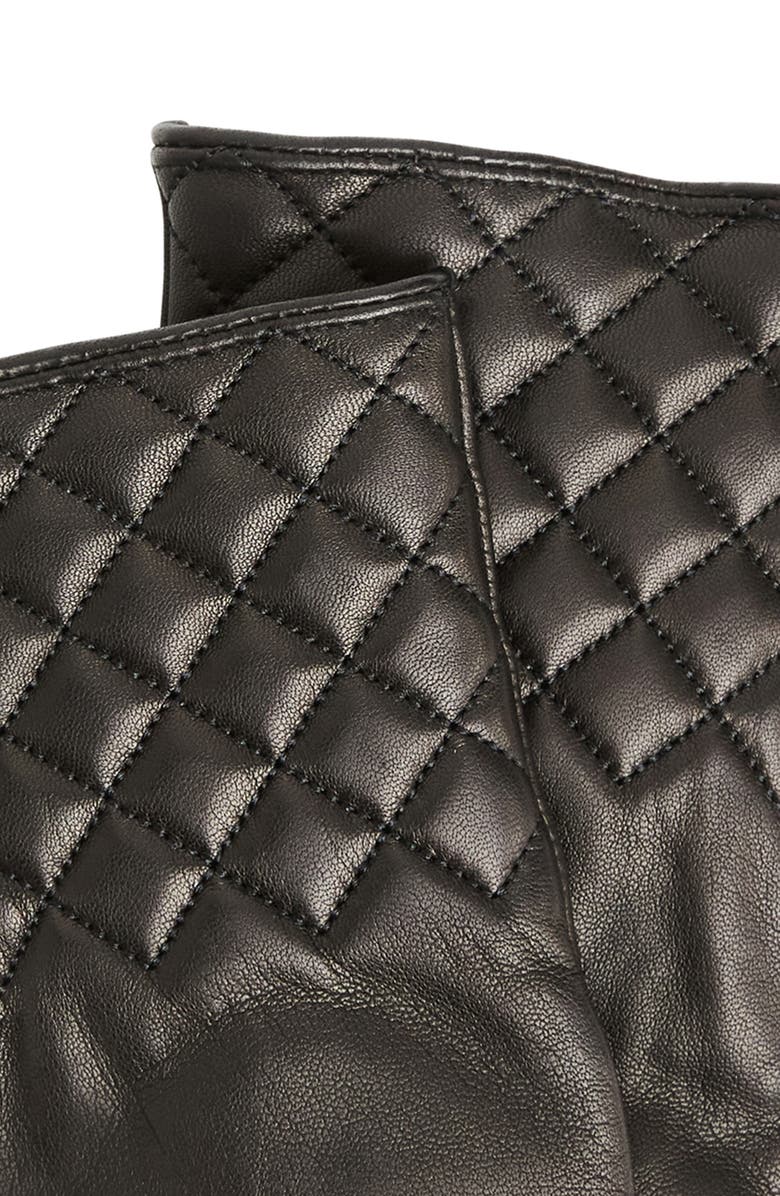 Bruno Magli Diamond Quilt Cashmere Lined Leather Gloves, Alternate, color, Black