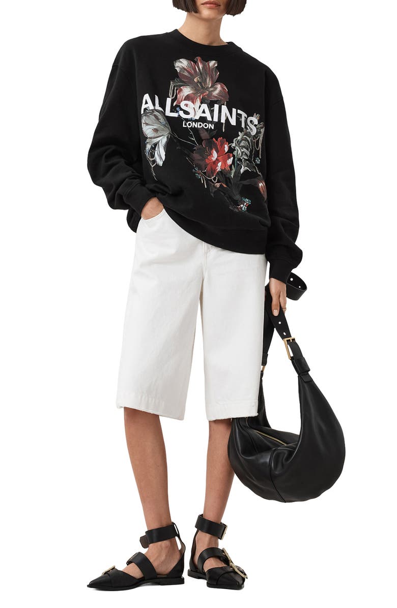 AllSaints Ania Etta Graphic Sweatshirt, Alternate, color, Black