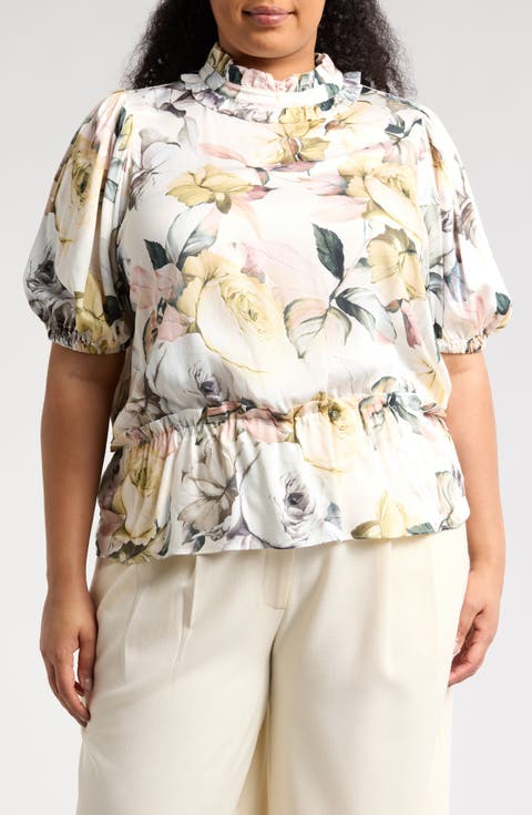 Floral Peplum Top (Plus)