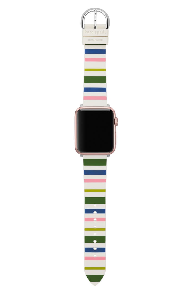 Kate Spade New York Apple Watch<sup>®</sup> or Samsung Galaxy Watch<sup>®</sup> stripe silicone watchband, Alternate, color,
