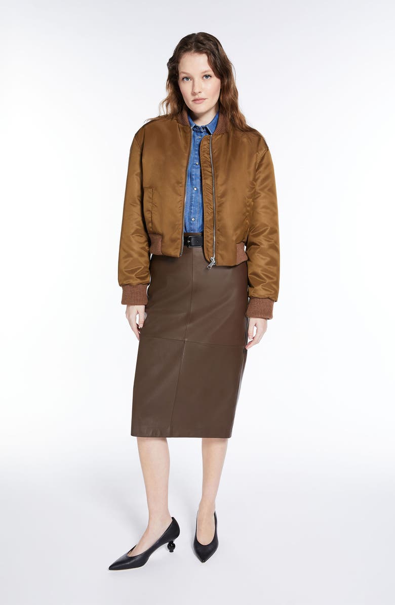 Weekend Max Mara Cloruro Bomber Jacket, Alternate, color, Tobacco
