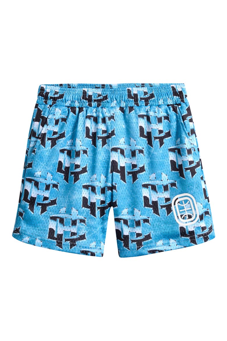 Kids' Cold Hearts Badge Mesh Shorts, Main, color, BLUE