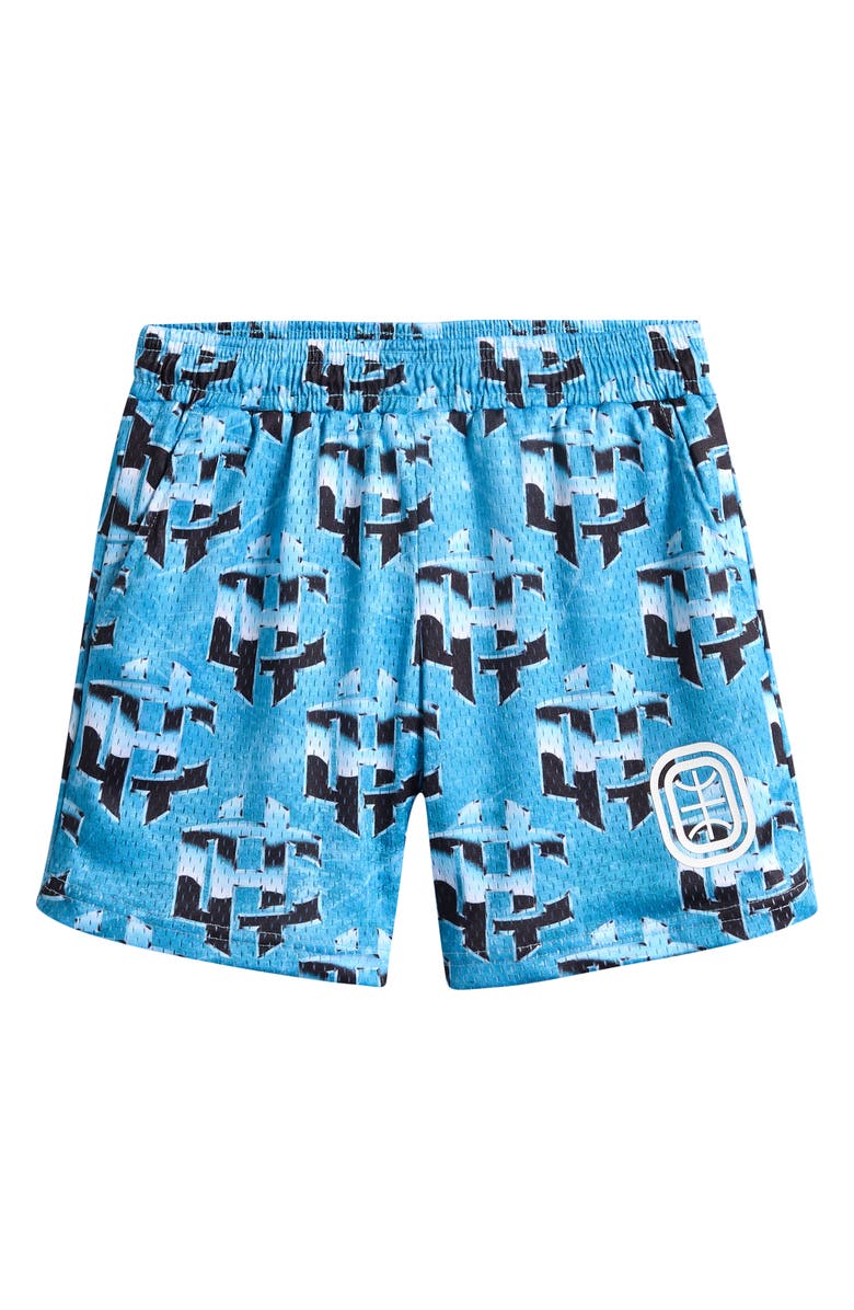 OVERTIME Kids' Cold Hearts Badge Mesh Shorts, Main, color, Blue