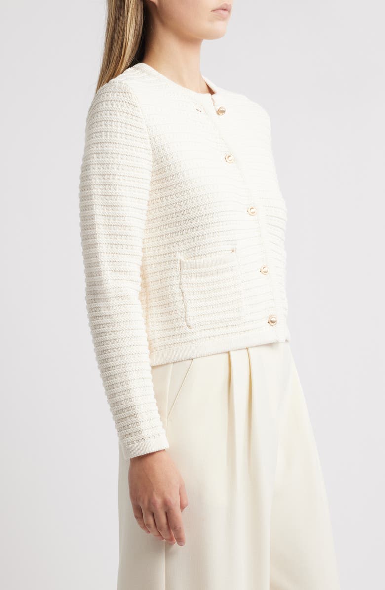 Caslon<sup>®</sup> Textured Pima Cotton Cardigan, Alternate, color, Ivory Pristine