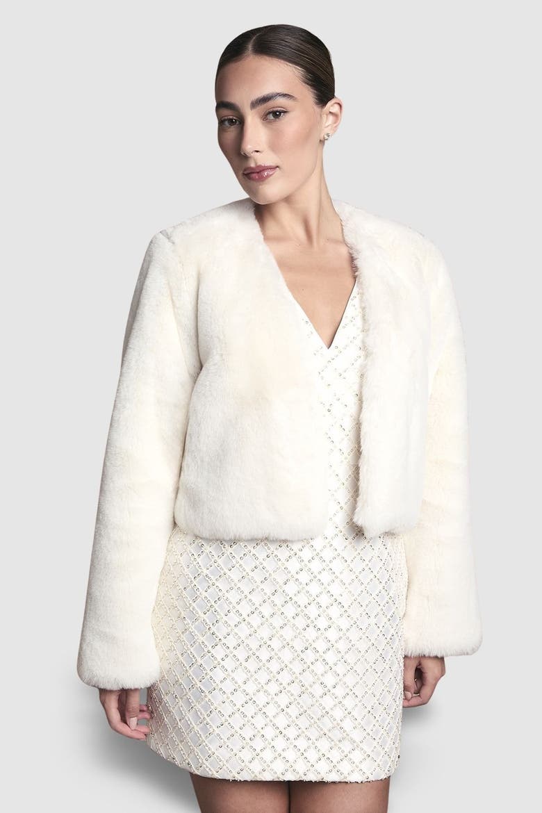 Edge To Edge Faux Fur Coat, Main, color, Ivory