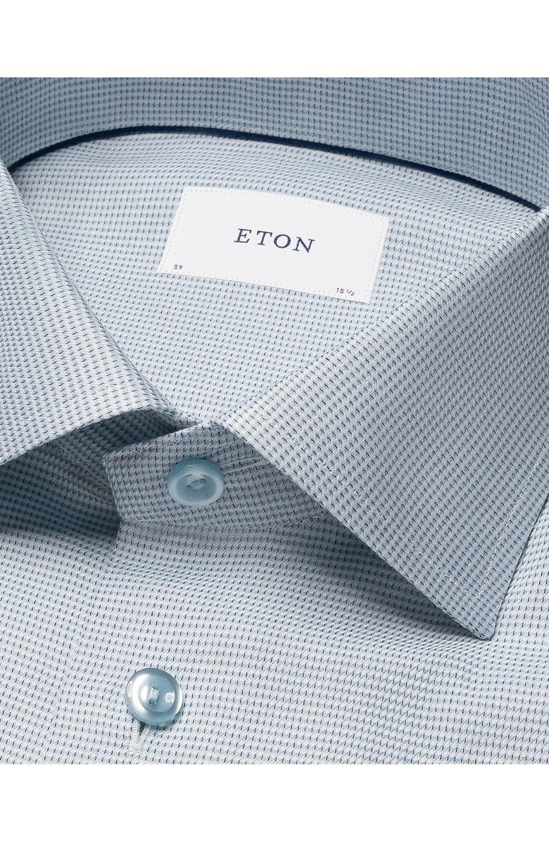 Eton Slim Fit Microprint Cotton Dress Shirt, Alternate, color, Green