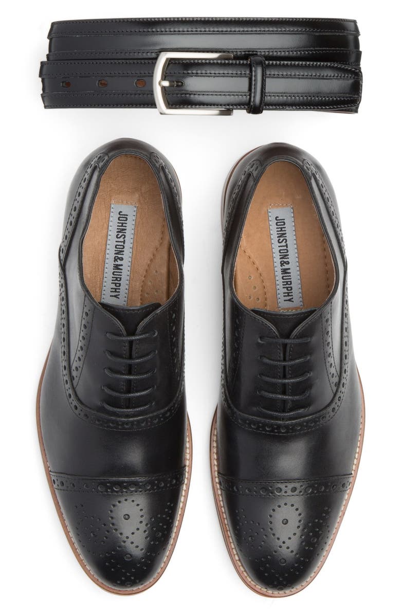 Johnston & Murphy Calfskin Belt, Alternate, color, Black