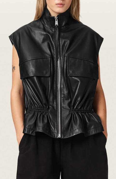 Flor Zip-Up Leather Gilet