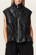 AllSaints Flor Zip-Up Leather Gilet