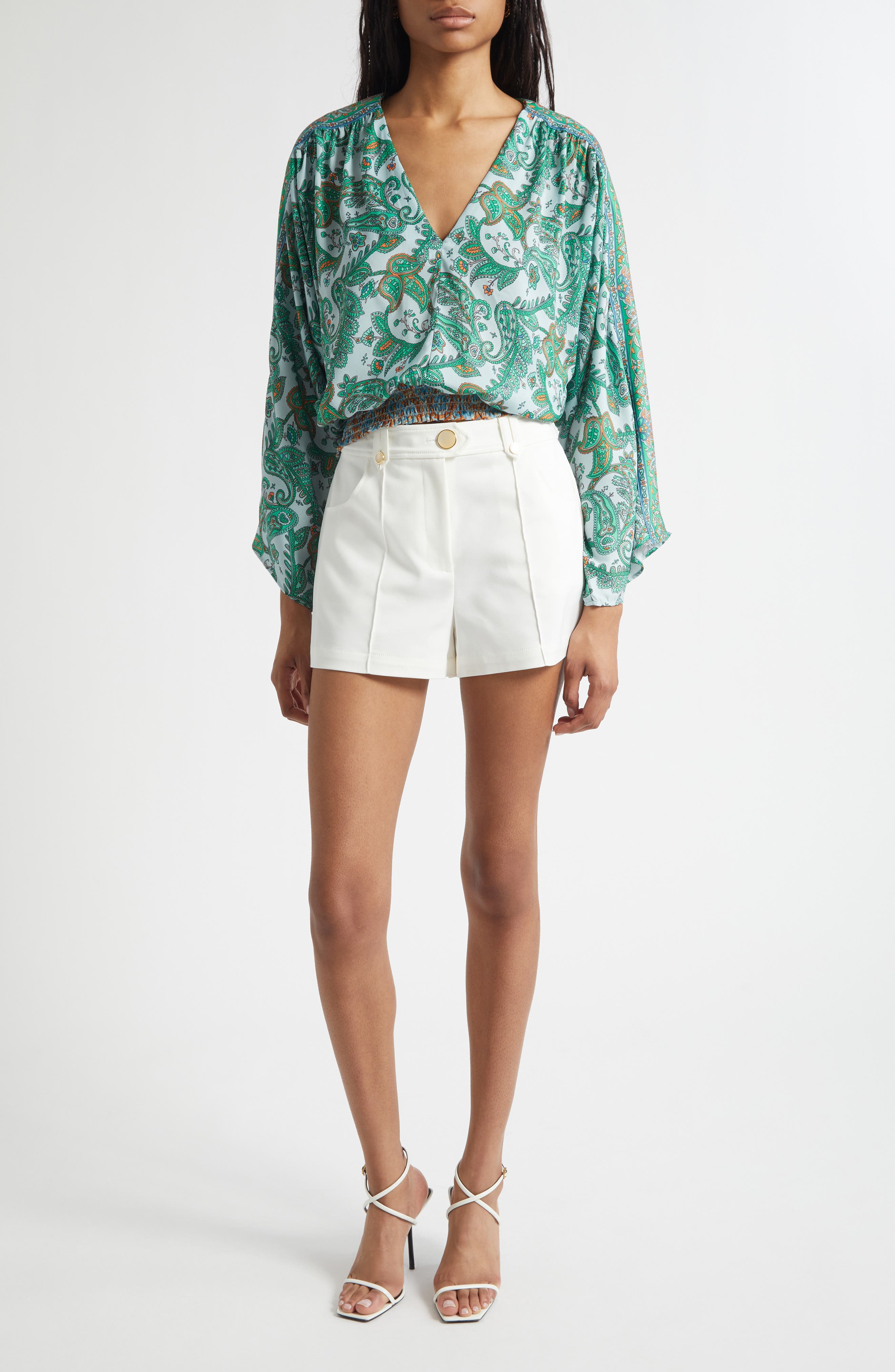 Trisha Paisley Deep V-Neck Top - image 2