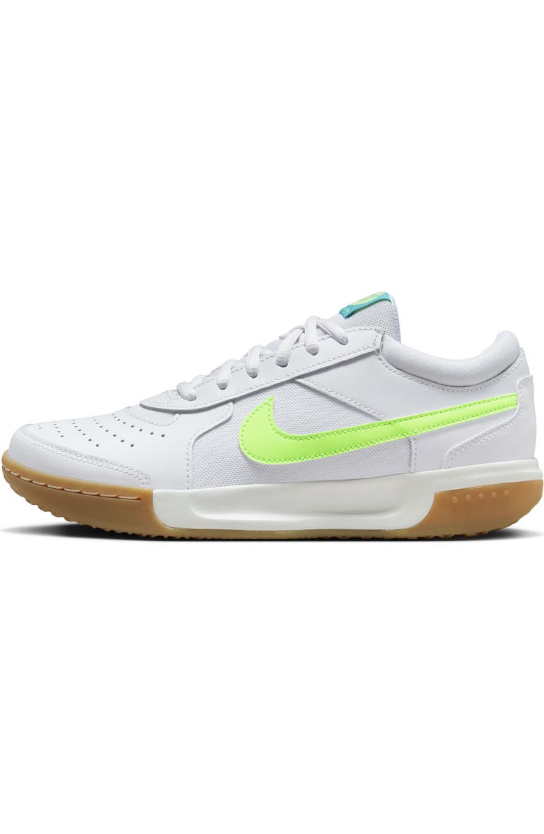 Nike Court Air Zoom Lite 3 Tennis Shoe, Alternate, color, White/ Teal/ Brown/ Lime