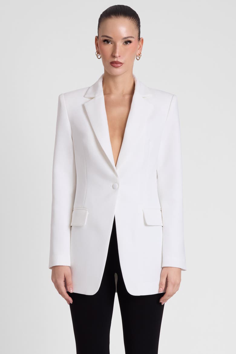 Classic Column Tailored Belted Blazer, Alternate, color, White