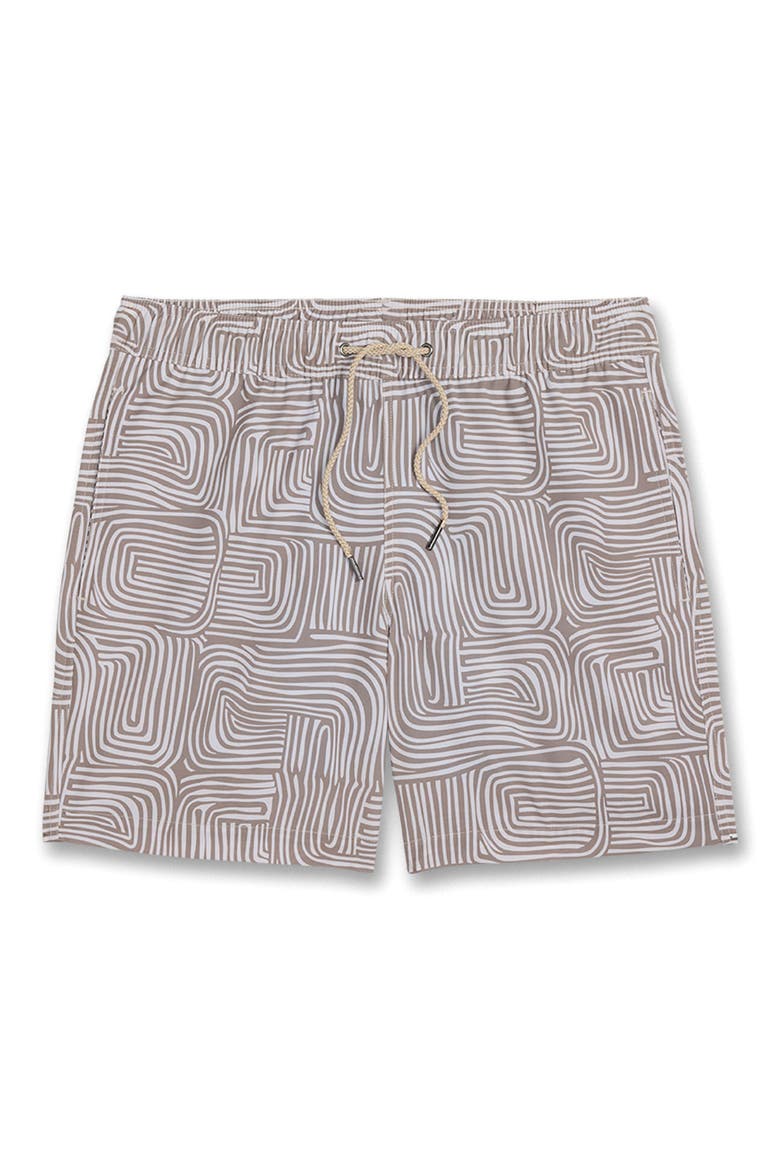 The Bayberry Medallion Print Water Repellent Swim Trunks, Alternate, color, WAVY SANDS