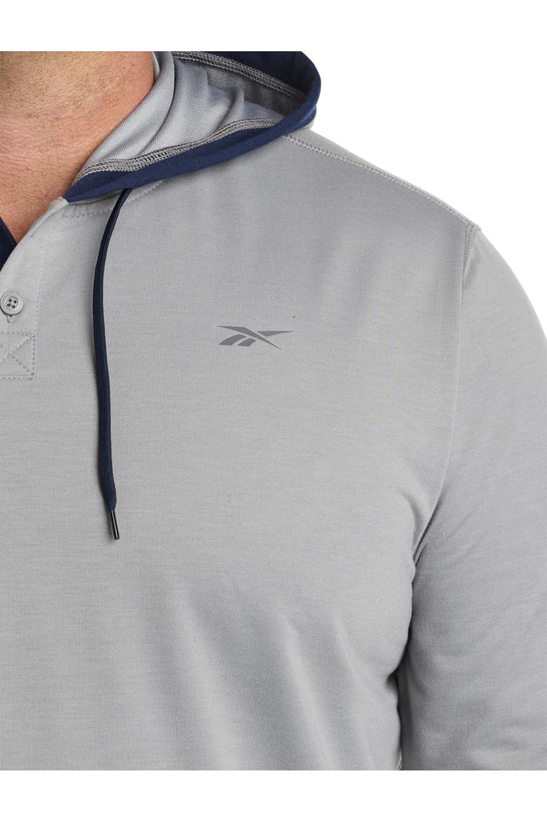 Big & Tall French Terry Performance Henley Hoodie, Alternate, color, GREY 3