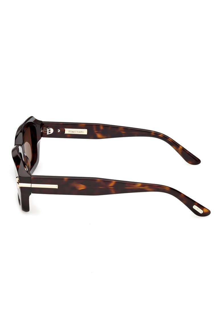 53mm Rectangular Sunglasses, Alternate, color, DARK HAVANA SHINY GOLD/ BROWN
