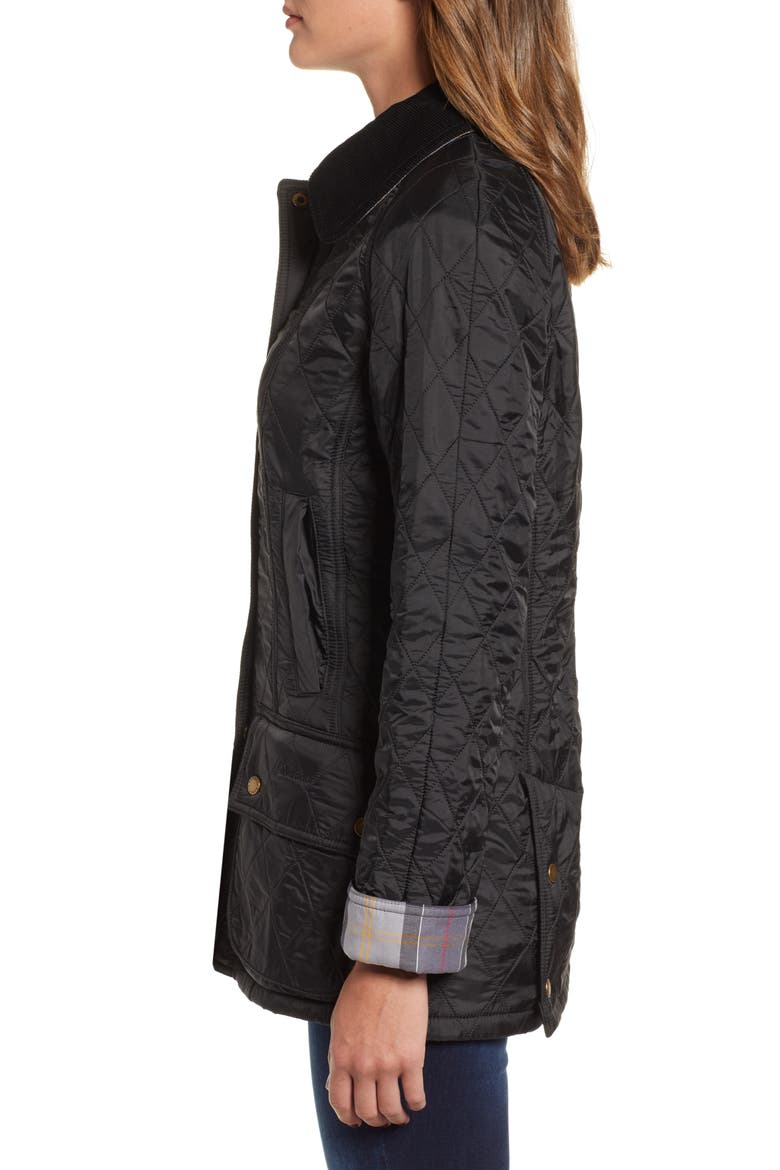 Beadnell Fleece Lined Quilted Jacket, Alternate, color, BLACK/BLACK