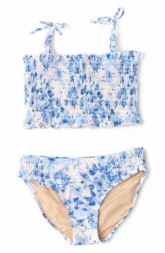 Shade Critters Kids' Hibiscus Rose Smocked Two-Piece UPF 50+ Swimsuit