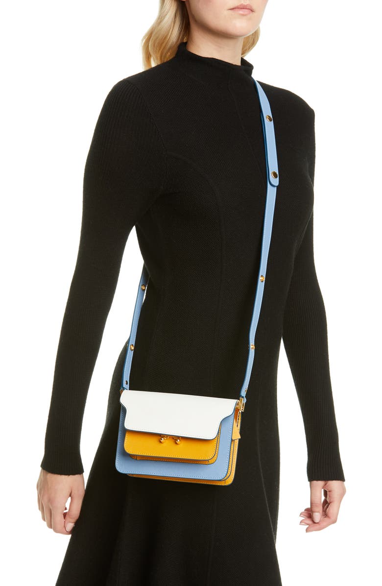 Marni Small Trunk Colorblock Leather Shoulder Bag, Alternate, color,