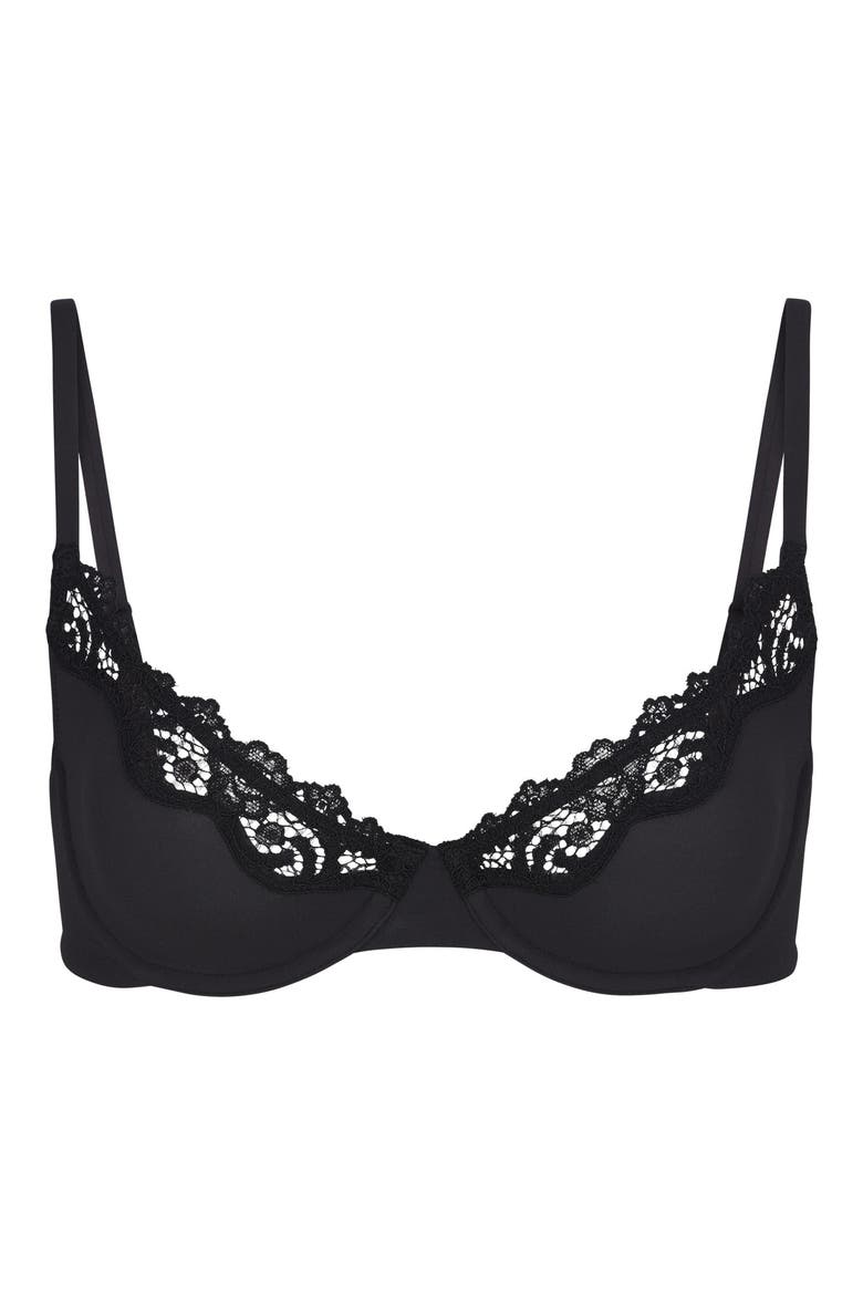 Fits Everybody Lace Unlined Demi Bra, Alternate, color, ONYX
