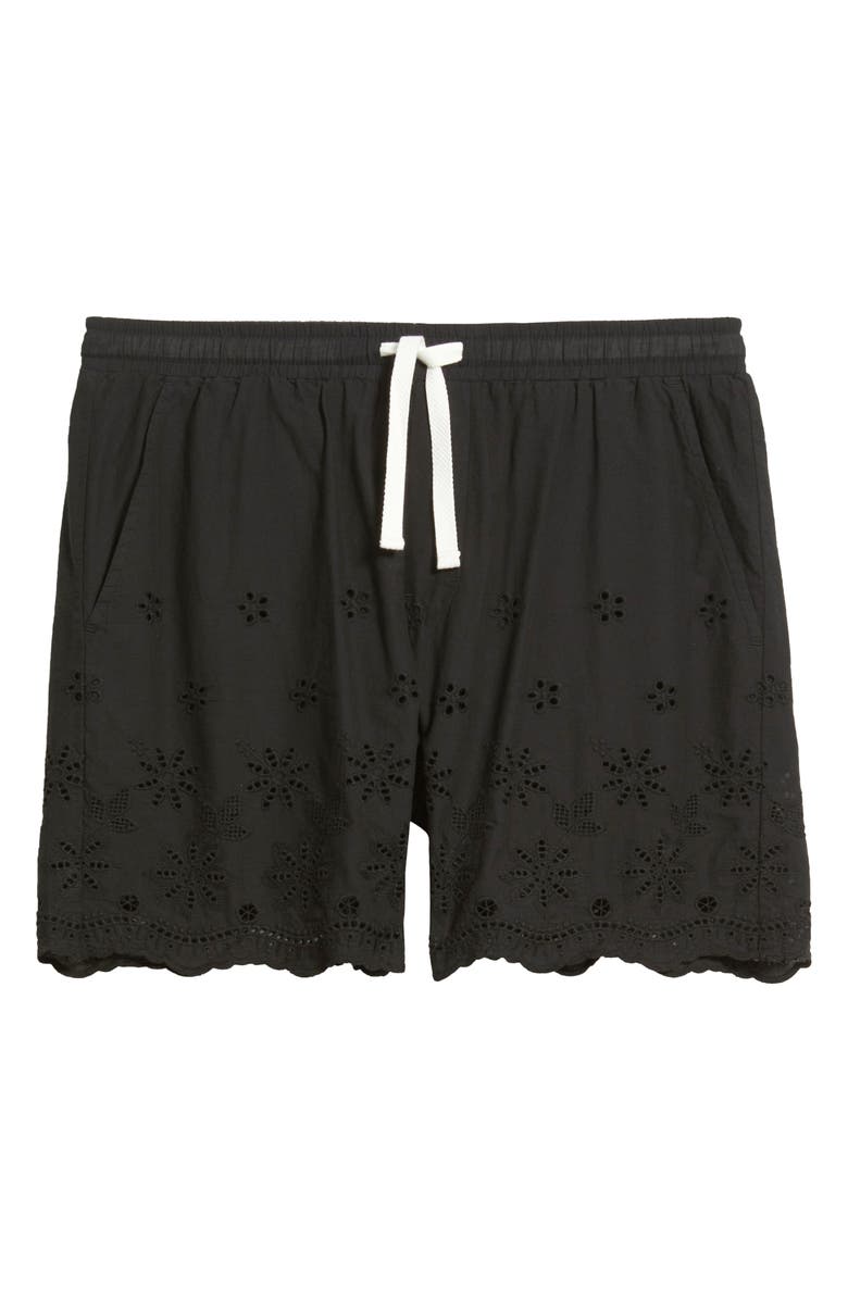 RIZORT Banks Embroidered Eyelet Cotton Shorts, Alternate, color, Black