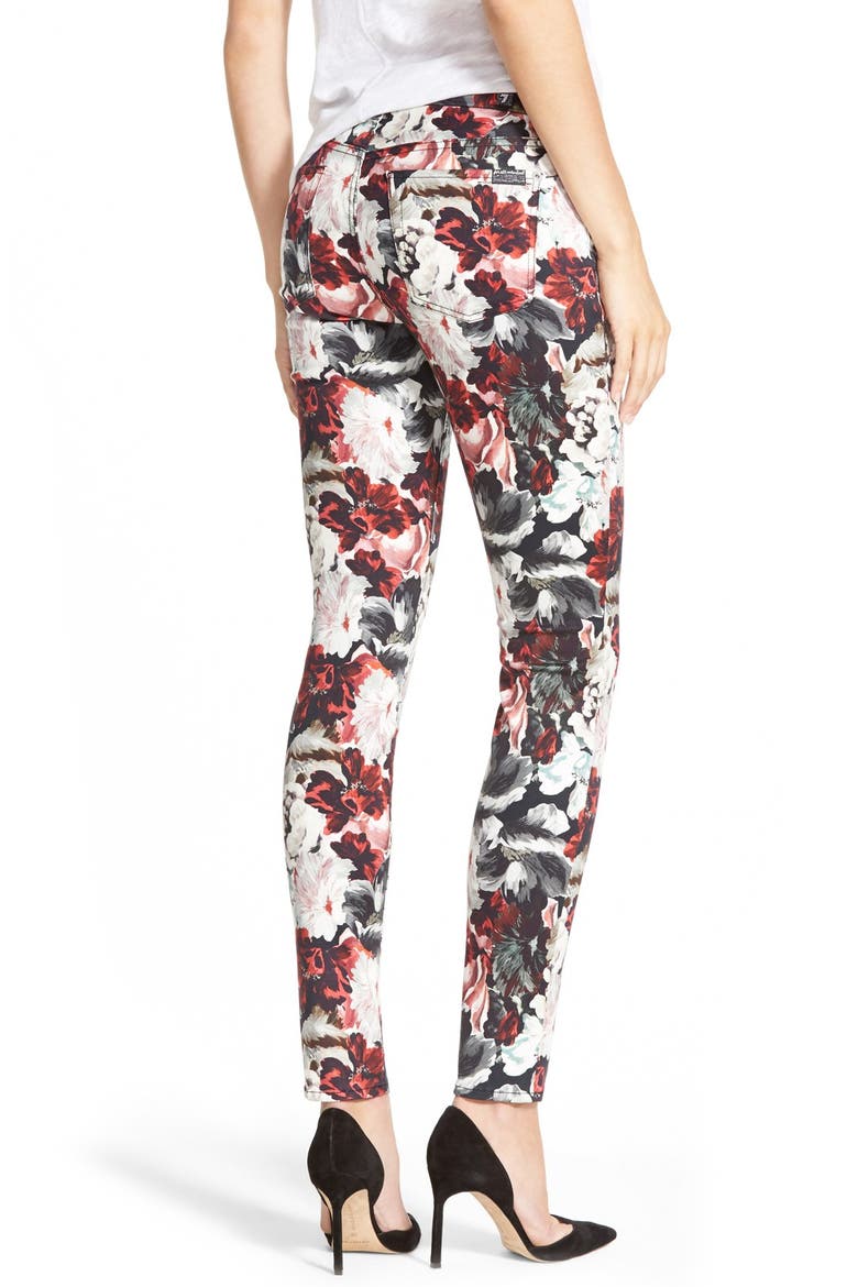 7 For All Mankind® Floral Print Skinny Jeans, Alternate, color, GALLERY FLORAL