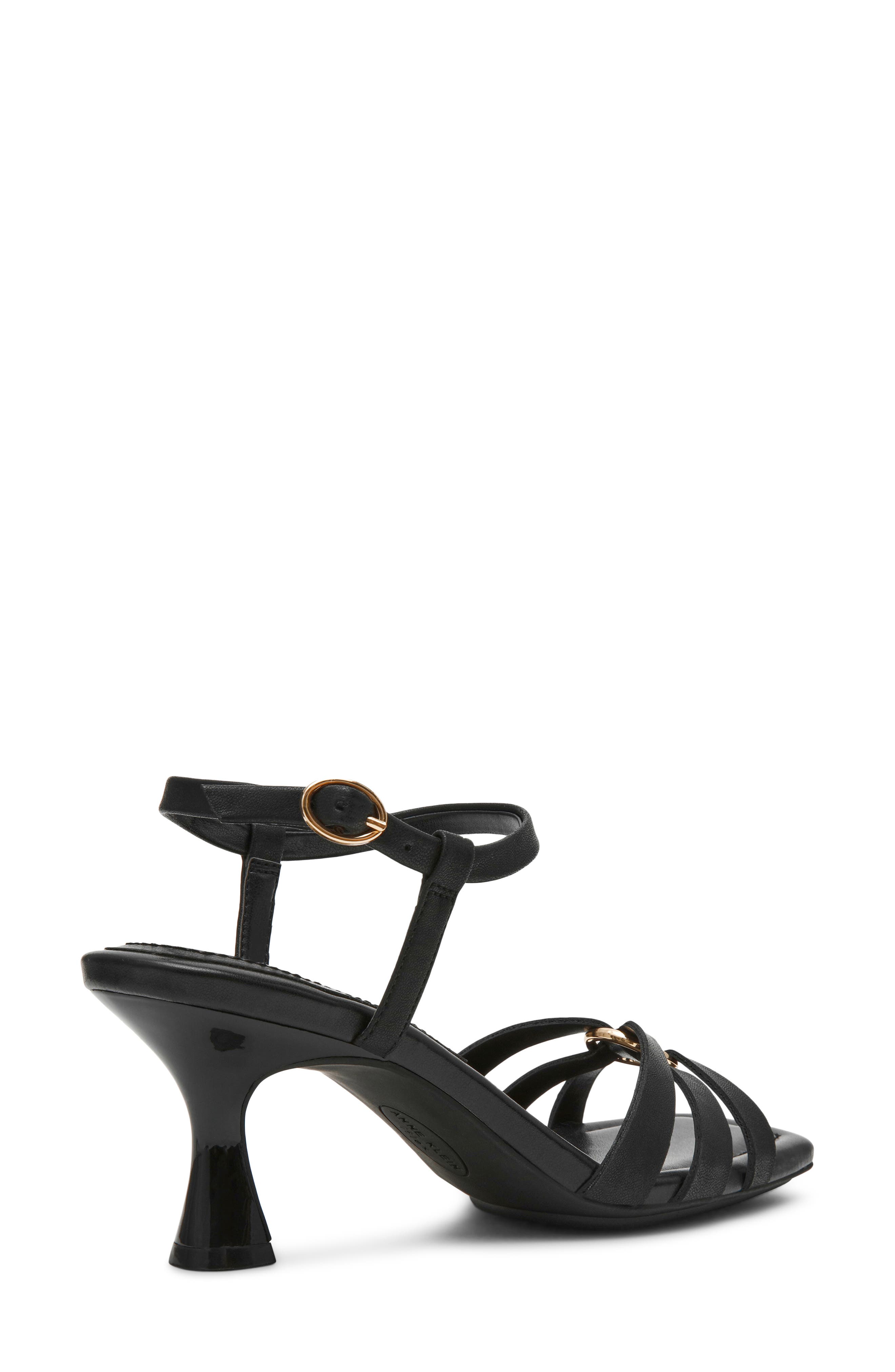 Anne Klein Jazlyn Ankle Strap Sandal, Alternate, color, Black Pu