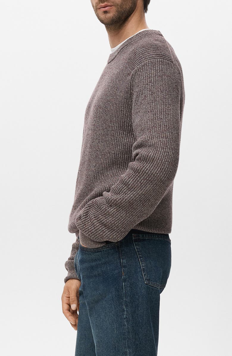 MANGO Marled Cotton Crewneck Sweater, Alternate, color, Wine