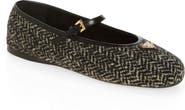 Prada Logo Herringbone Tweed Mary Jane Flat