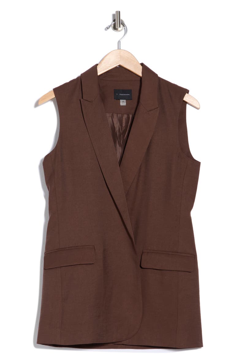 Textured Peak Lapel Vest, Alternate, color, COCOA BEAN