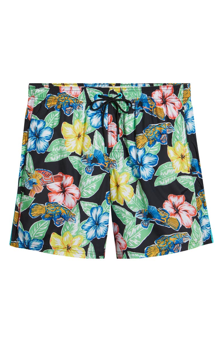 Sundek Floral Board Shorts, Alternate, color, Black