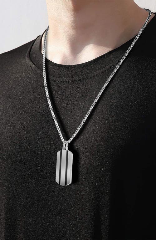 Van Heusen Stripe Dog Tag Pendant Necklace In Silver