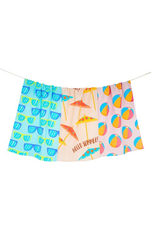 Endless Summer Set of 3 Cotton Waffle Kitchen Towels