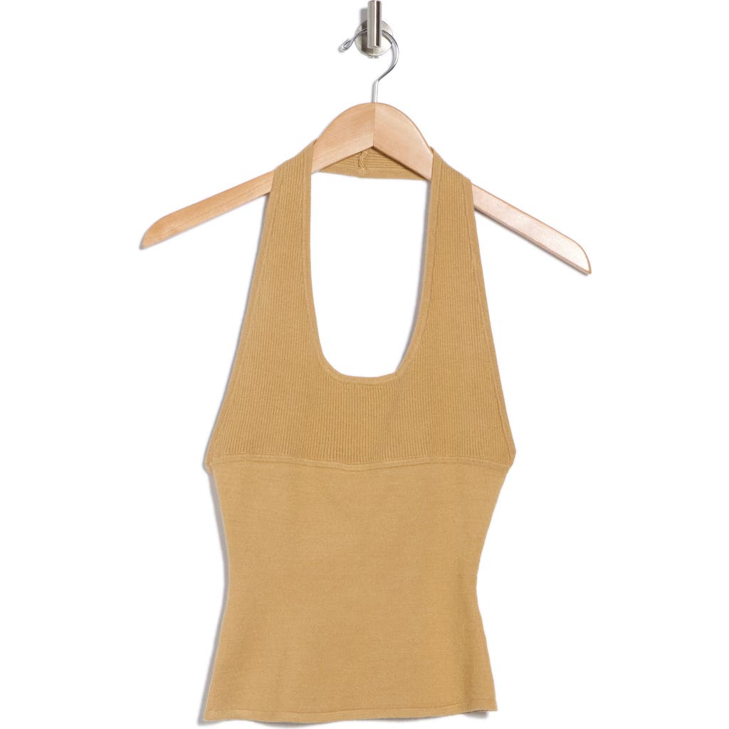 Weworewhat Scoop Halter Top In Warm Taupe