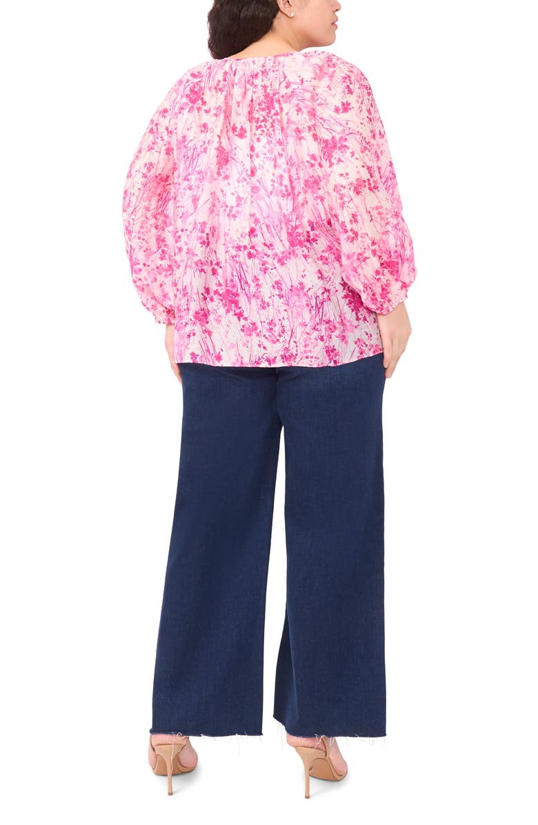 Halogen<sup>®</sup> Tie Neck Ruffle Long Sleeve Top, Alternate, color, New Ivory/ Pink Floral