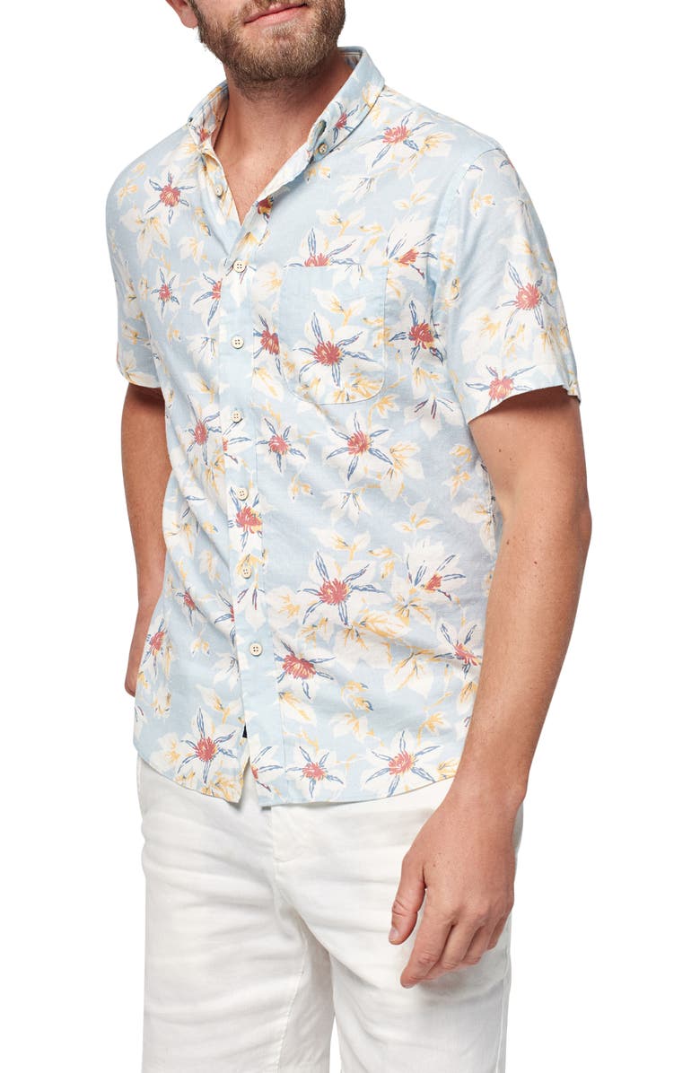 Faherty Breeze Short Sleeve Button-Up Shirt, Main, color, 