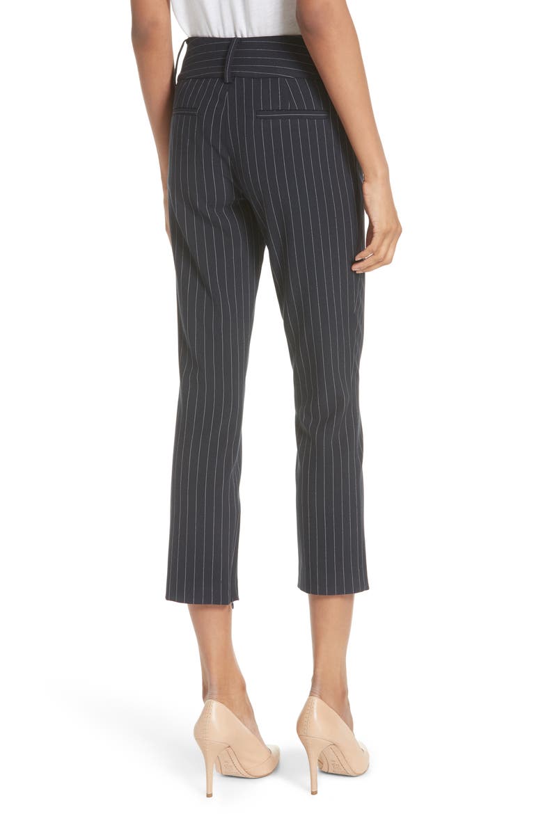 Stacey Slim Pinstripe Ankle Pants, Alternate, color, NAVY/ WHITE