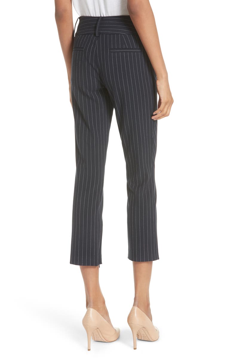 Alice + Olivia Stacey Slim Pinstripe Ankle Pants, Alternate, color, 