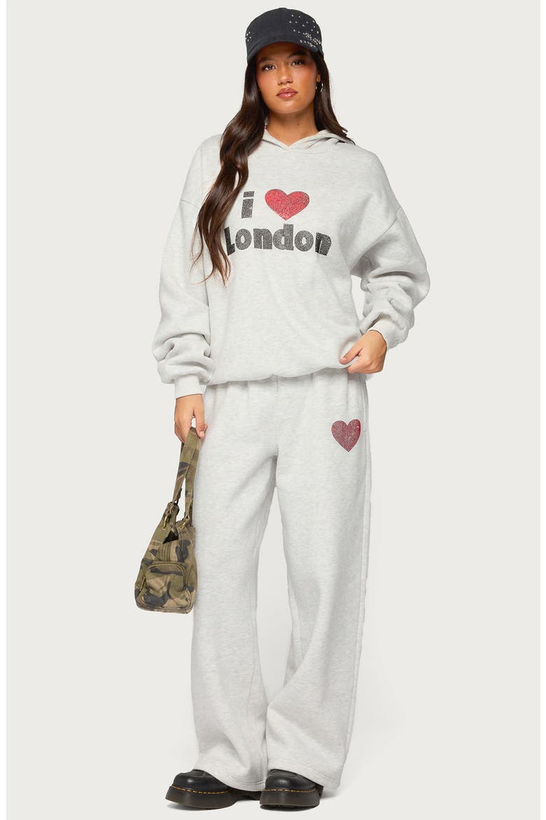 London Obsessed Rhinestone Graphic Hoodie, Alternate, color, LIGHT-GRAY-MELANGE