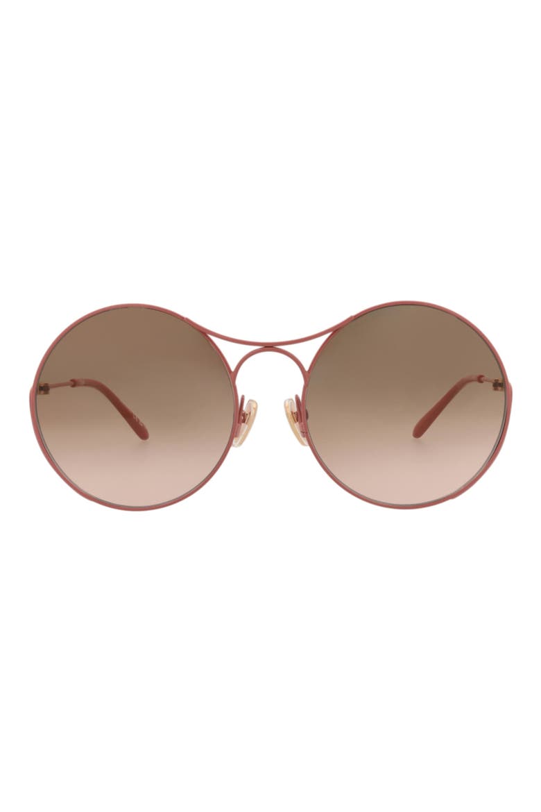 58mm Round Sunglasses, Main, color, PINK PINK BROWN