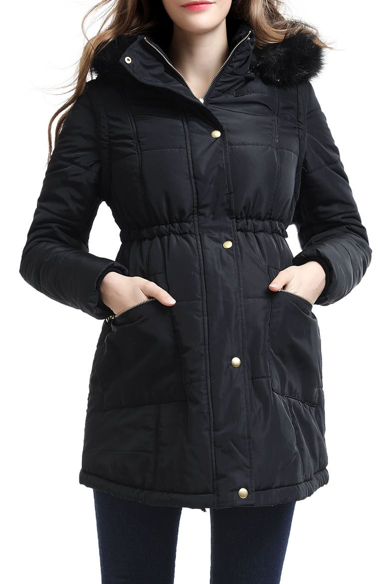 Mina 2-in-1 Hooded Maternity Coat, Main, color, BLACK